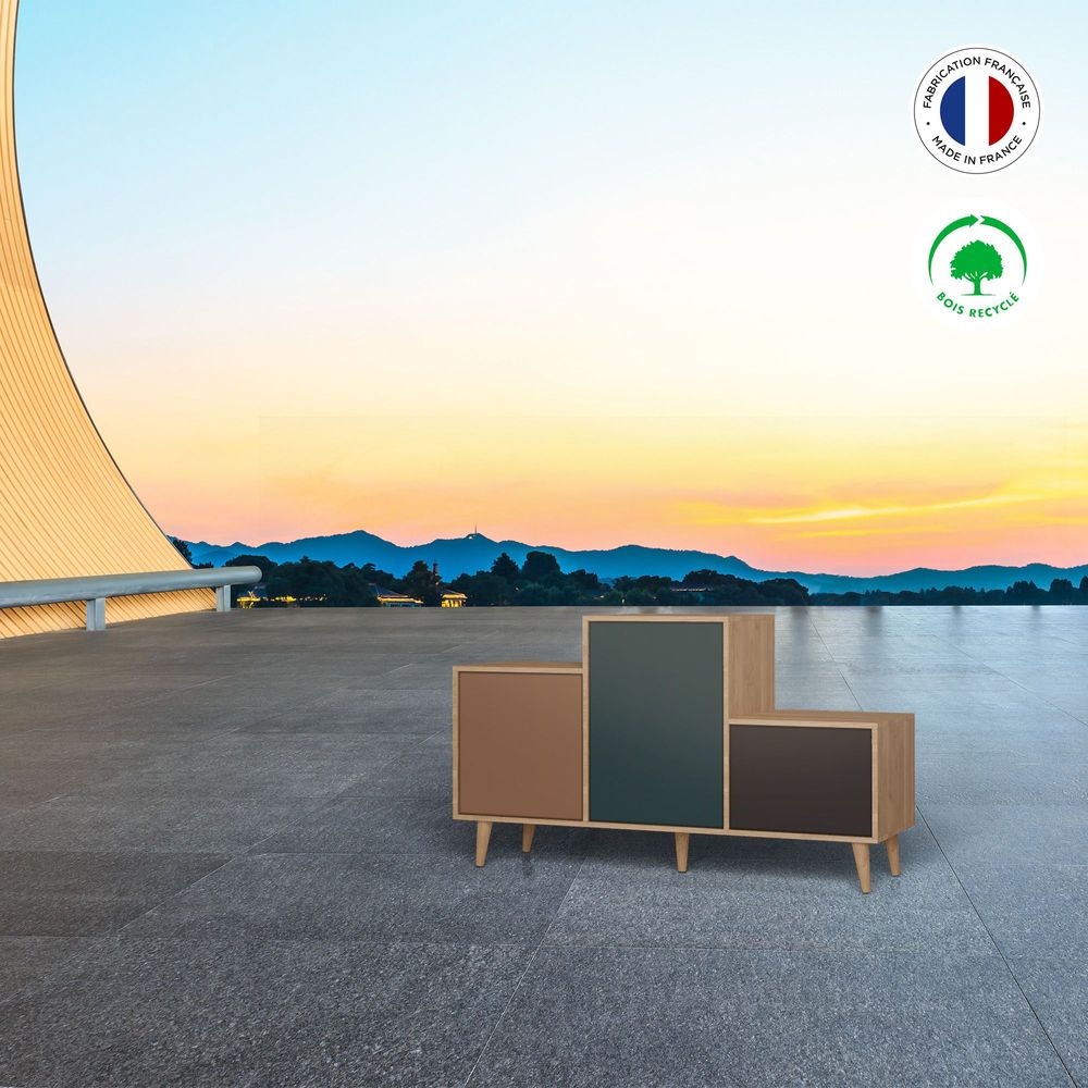 Sideboards - Sideboard PODIUM 3 doors Terracotta - Tropical - Graphite - YZON