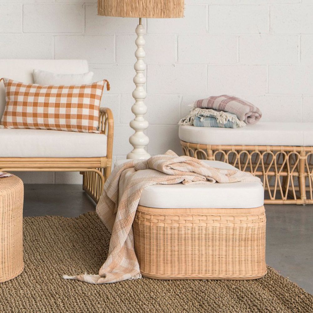 Ottomans - Rattan Ottoman - MAHE HOMEWARE