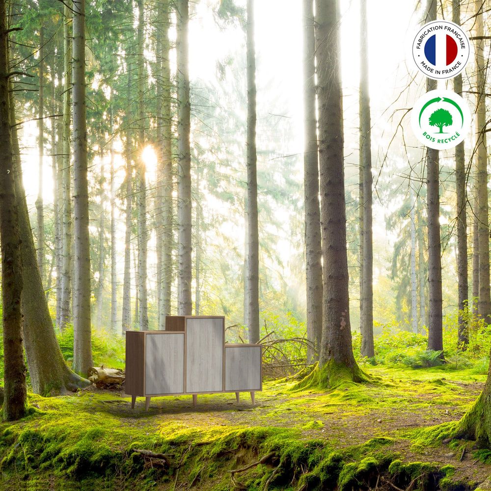 Sideboards - Sideboard GRAND PODIUM 3 doors White Pine - YZON