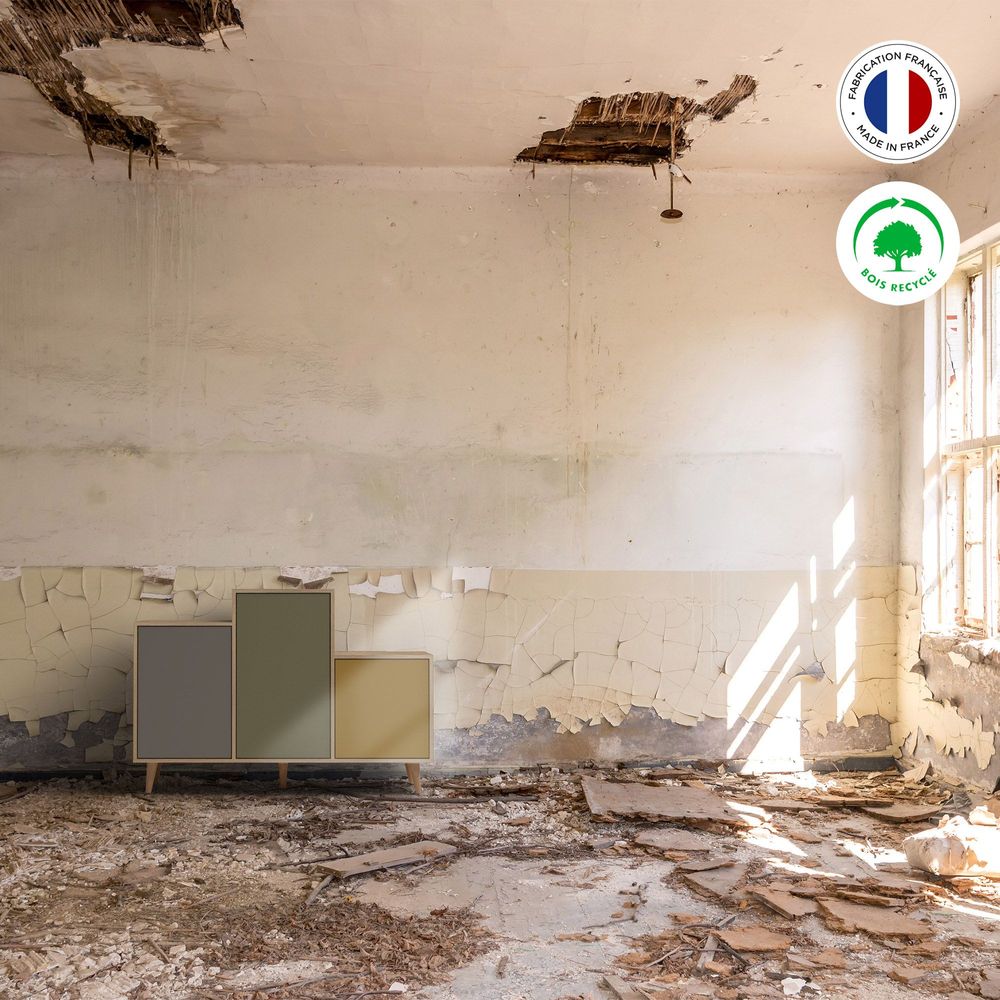 Sideboards - Sideboard GRAND PODIUM 3 doors Coal - Olive - Curry - YZON