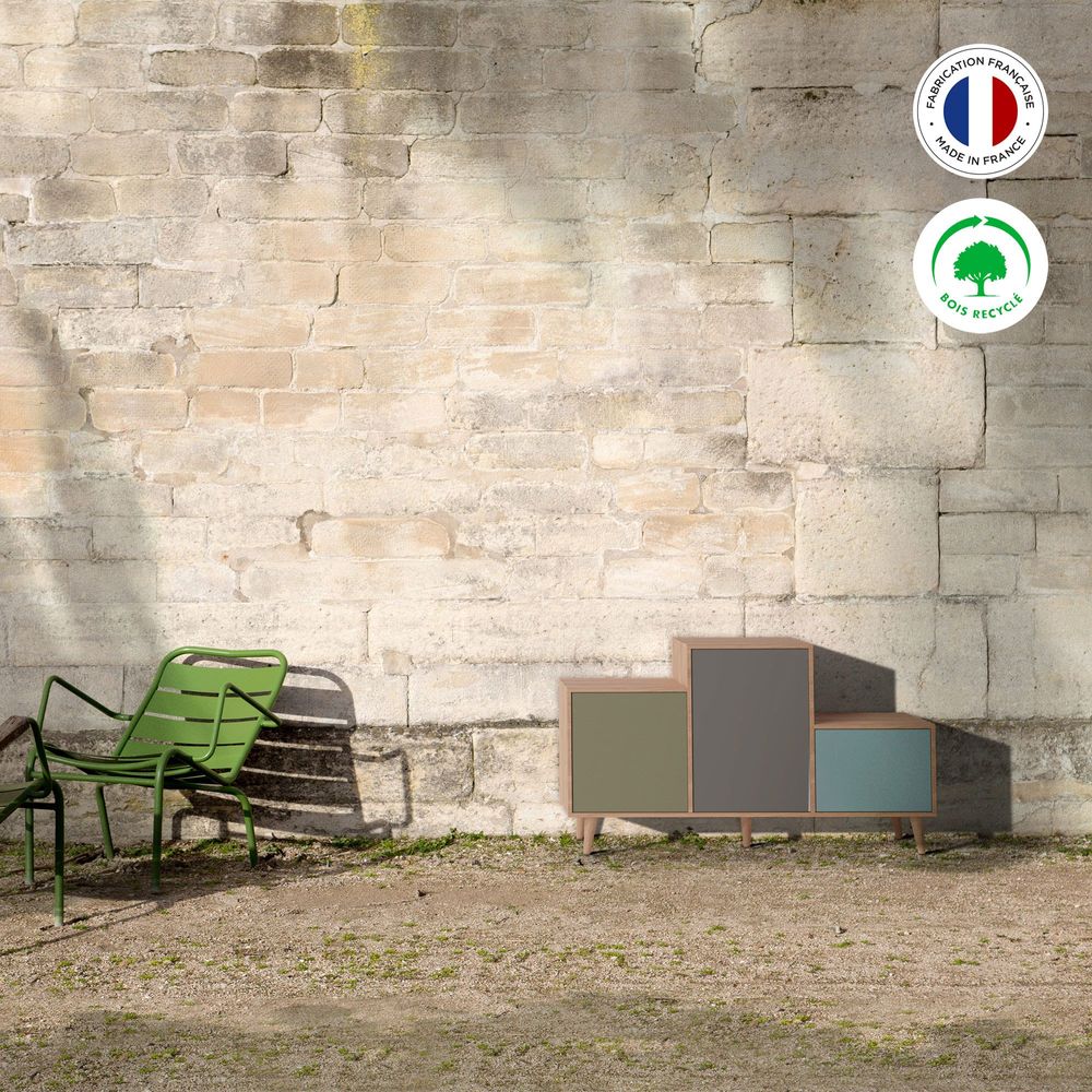 Buffets - Meuble de rangement PODIUM 3 portes Olive - Cubanite - Curaçao - YZON