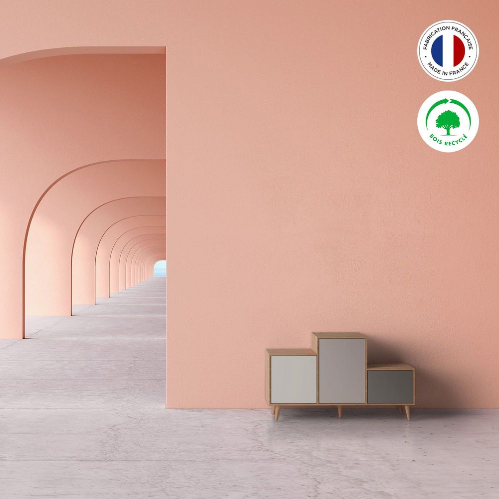 Buffets - Meuble de rangement PODIUM 3 portes Porcelaine - Cachemire - Cubanite - YZON