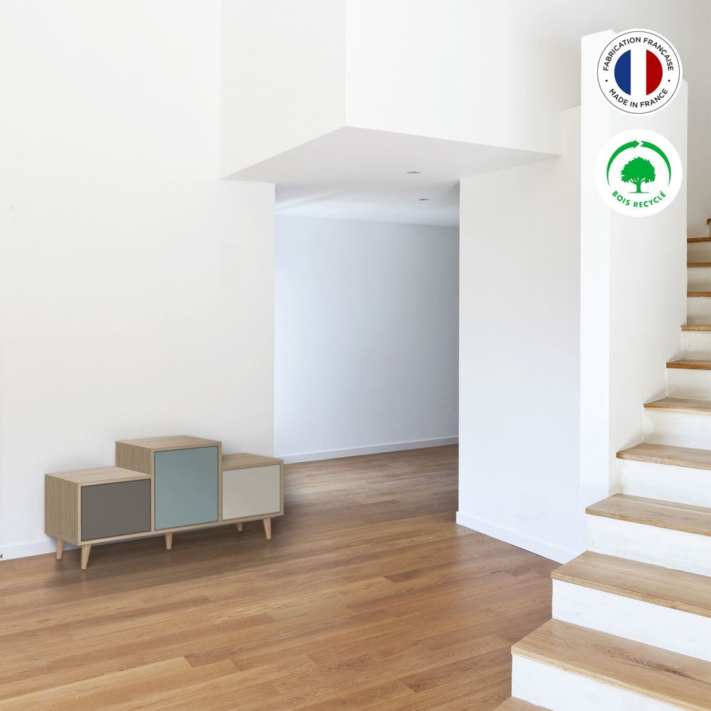 Sideboards - Sideboard EX AEQUO 3 doors Asphalt - Curaçao - Ivory - YZON