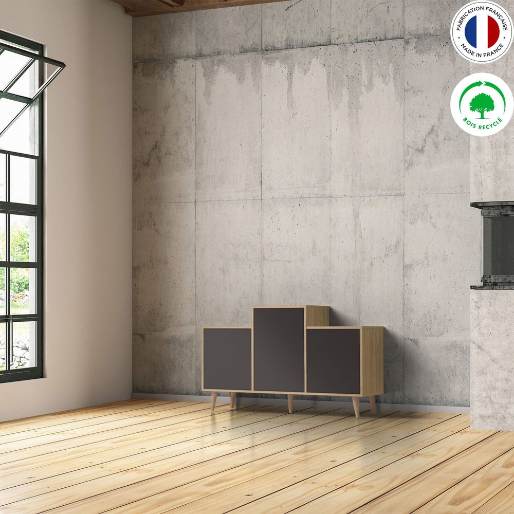 Sideboards - Sideboard GRAND EX AEQUO 3 doors Graphite - YZON