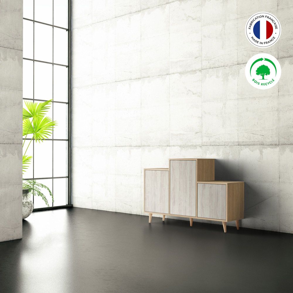 Sideboards - Sideboard GRAND PODIUM 3 doors White Pine - YZON