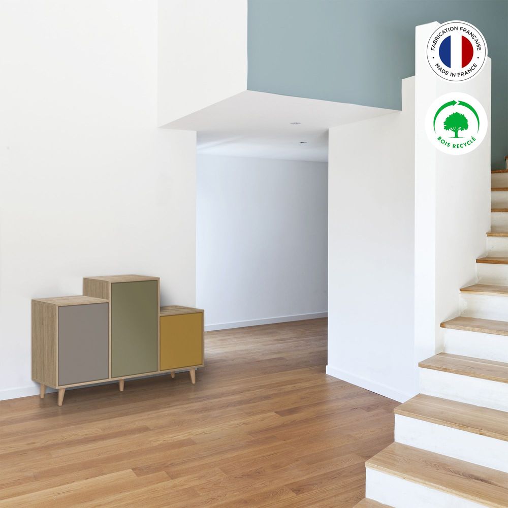 Sideboards - Sideboard GRAND PODIUM 3 doors Coal - Olive - Curry - YZON