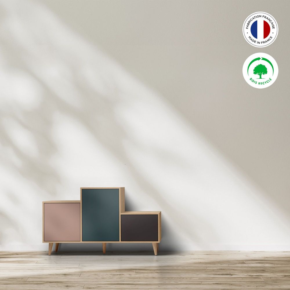 Sideboards - Sideboard PODIUM 3 doors Apricot - Tropical - Graphite - YZON