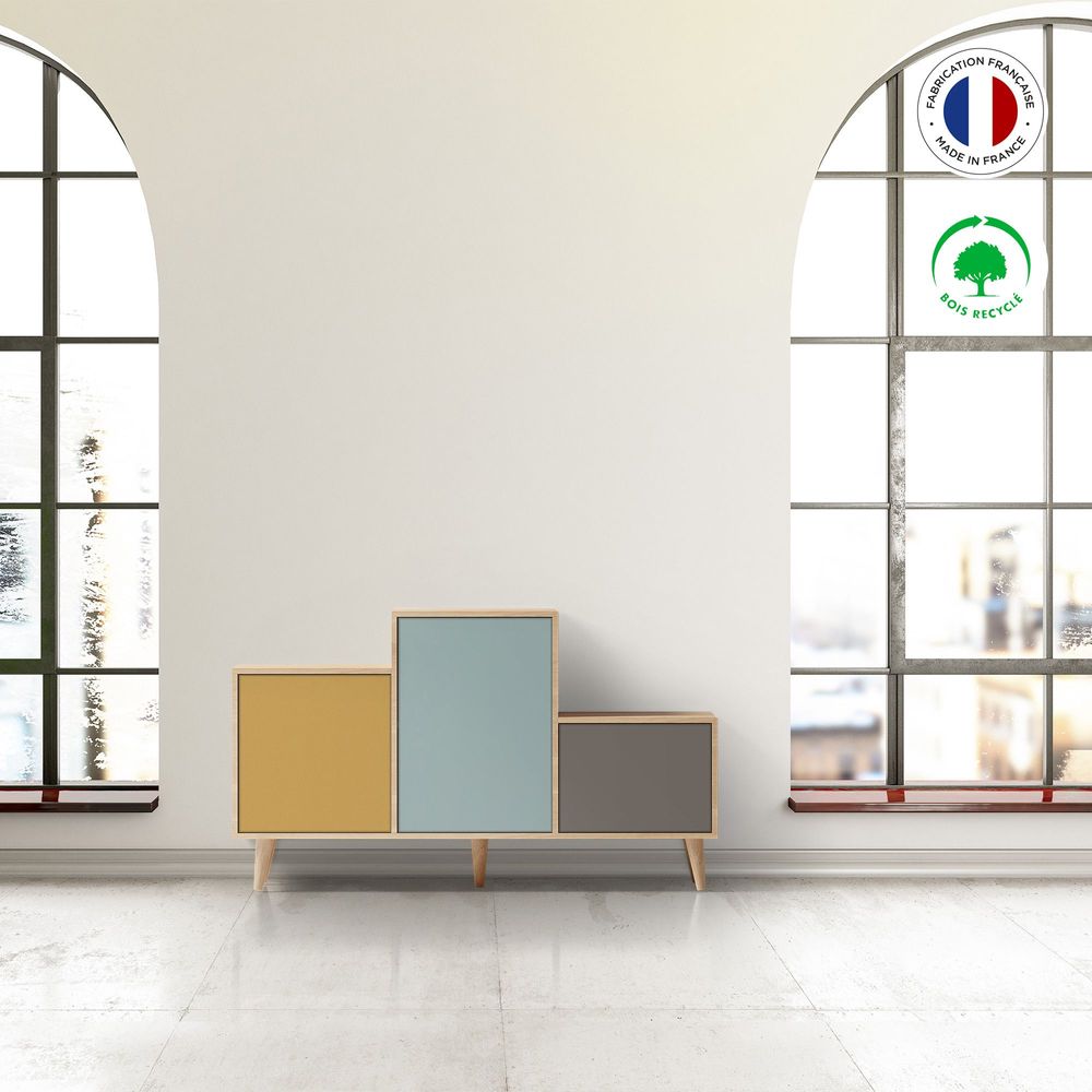 Buffets - Meuble de rangement PODIUM 3 portes Curry - Curaçao - Cubanite - YZON