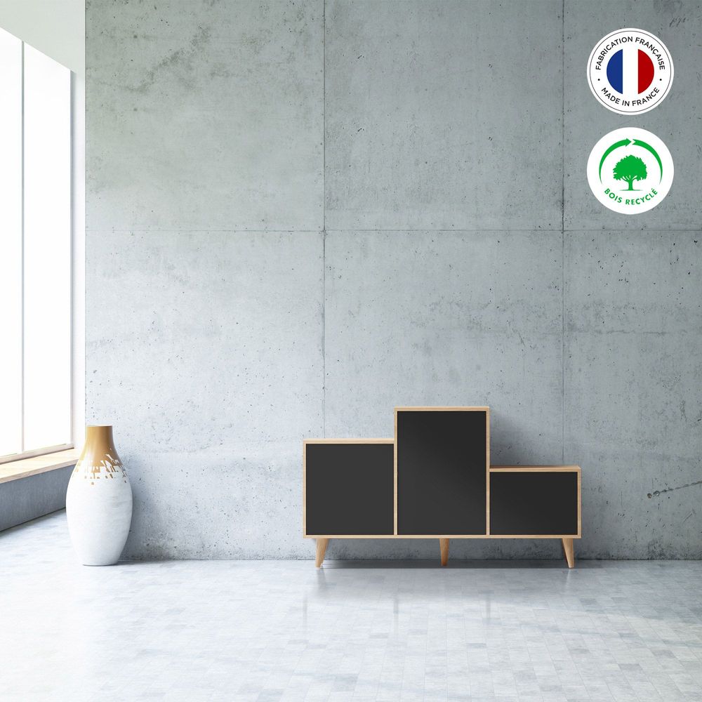Buffets - Meuble de rangement PODIUM 3 portes Noir - YZON