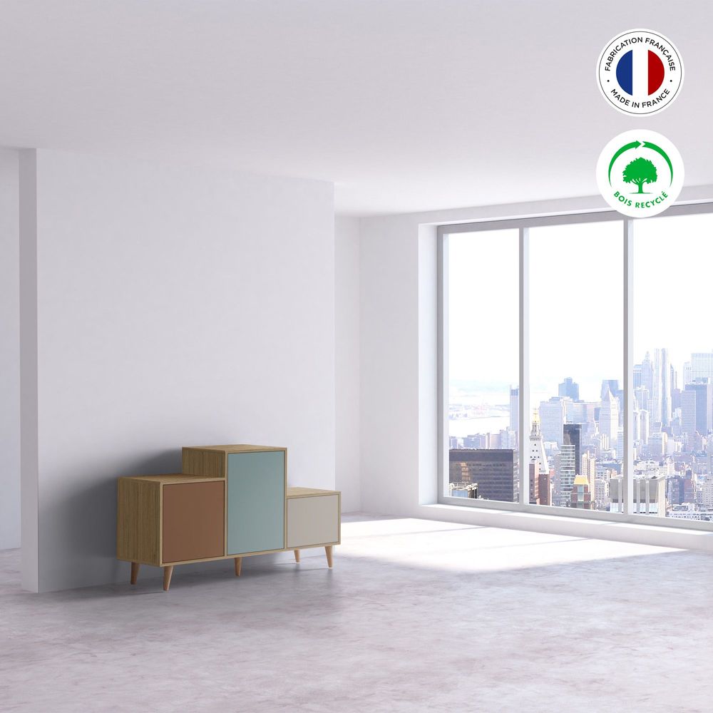 Sideboards - Sideboard PODIUM 3 doors Terracotta - Curaçao - Ash - YZON