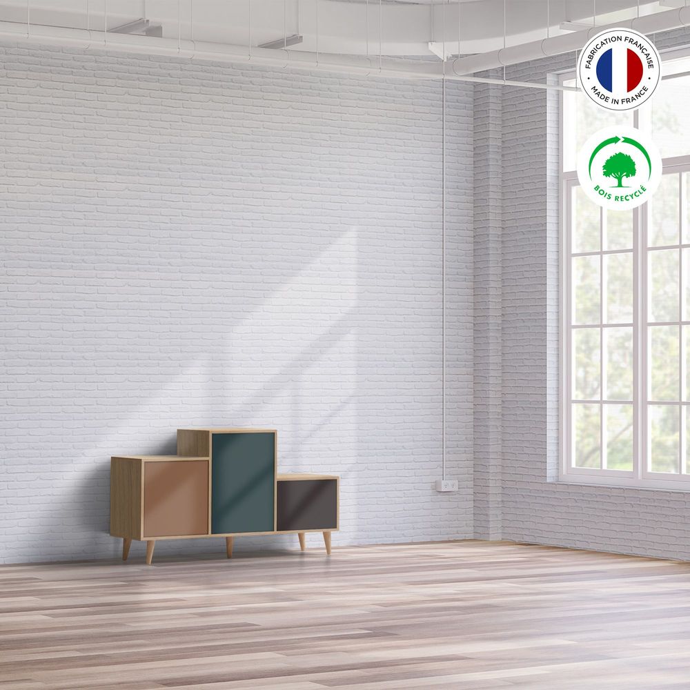Sideboards - Sideboard PODIUM 3 doors Terracotta - Tropical - Graphite - YZON