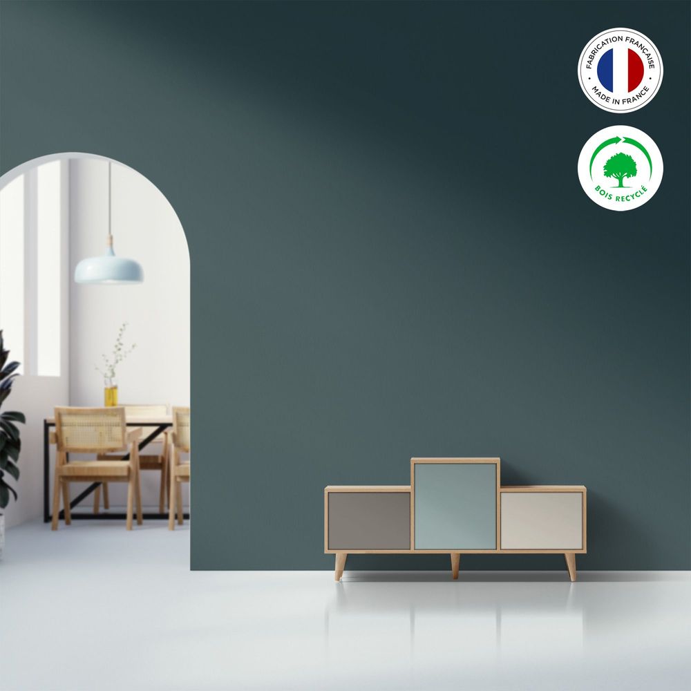 Sideboards - Sideboard EX AEQUO 3 doors Asphalt - Curaçao - Ivory - YZON