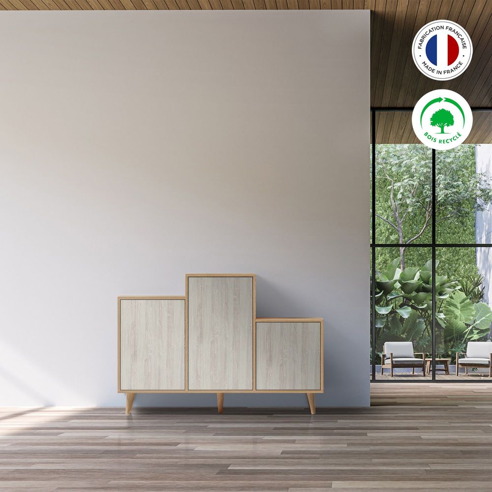 Sideboards - Sideboard GRAND PODIUM 3 doors White Pine - YZON