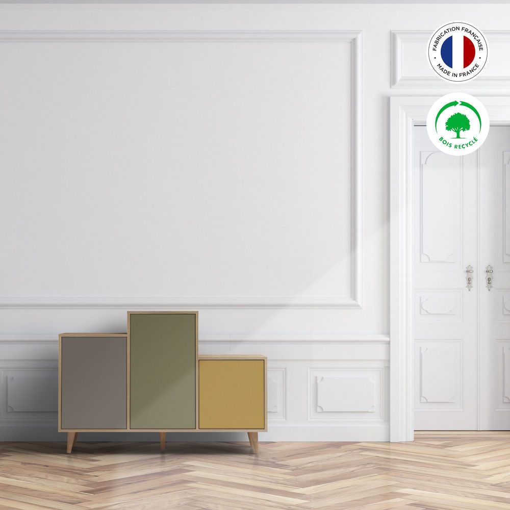 Sideboards - Sideboard GRAND PODIUM 3 doors Coal - Olive - Curry - YZON