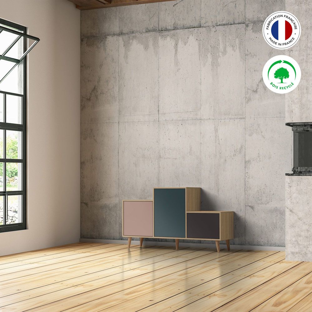 Sideboards - Sideboard PODIUM 3 doors Apricot - Tropical - Graphite - YZON