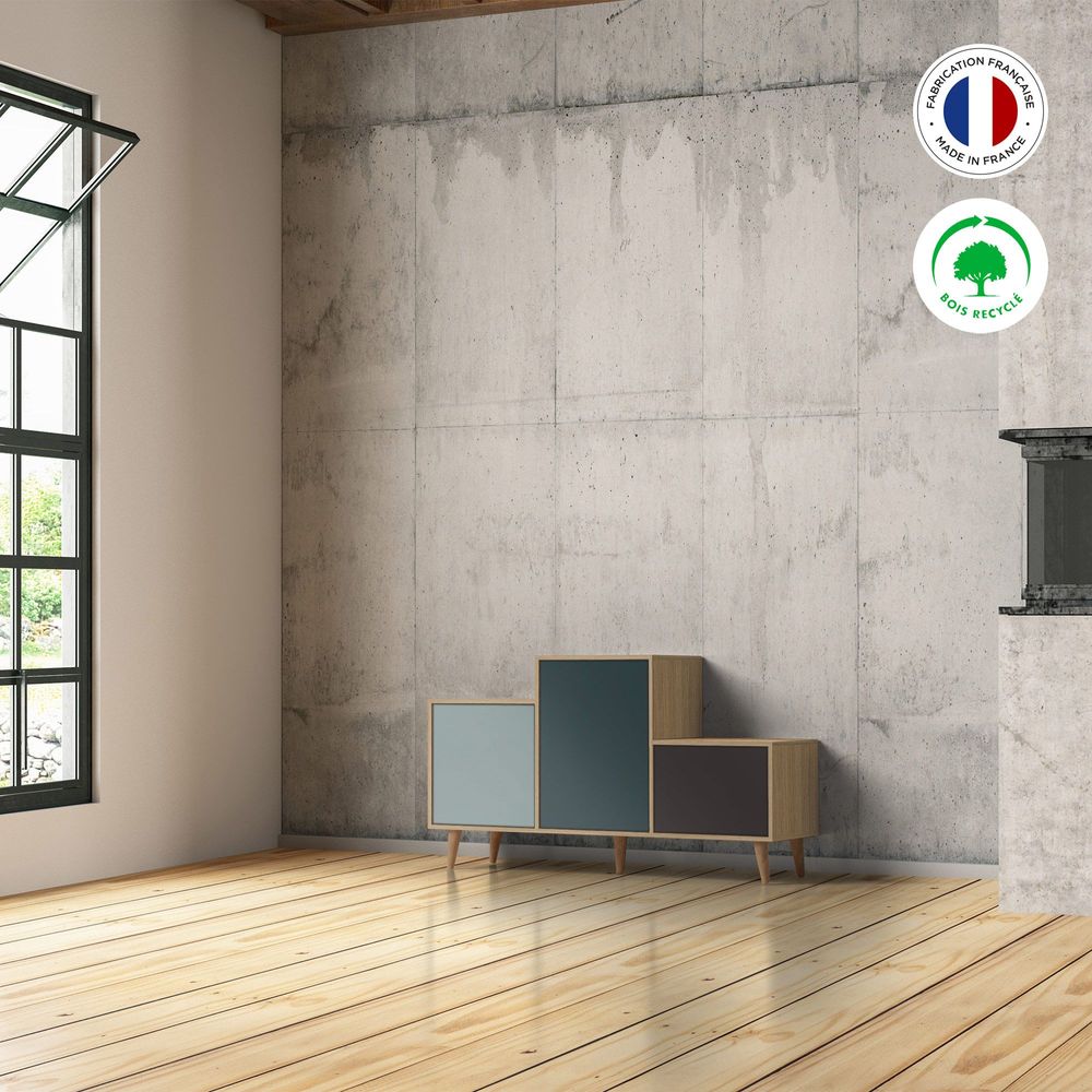 Buffets - Meuble de rangement PODIUM 3 portes Curaçao - Tropical - Graphite - YZON