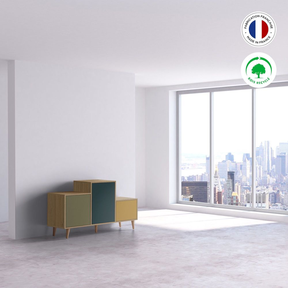 Sideboards - Sideboard PODIUM 3 doors Olive - Tropical - Curry - YZON