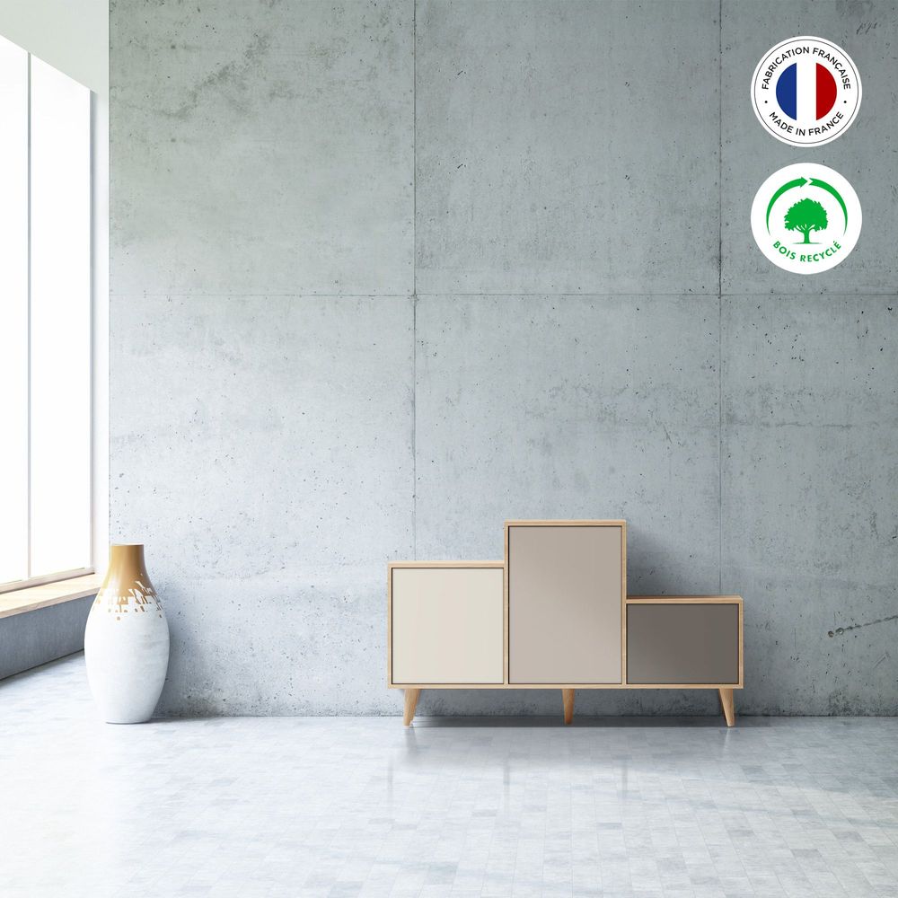 Buffets - Meuble de rangement PODIUM 3 portes Porcelaine - Cachemire - Cubanite - YZON