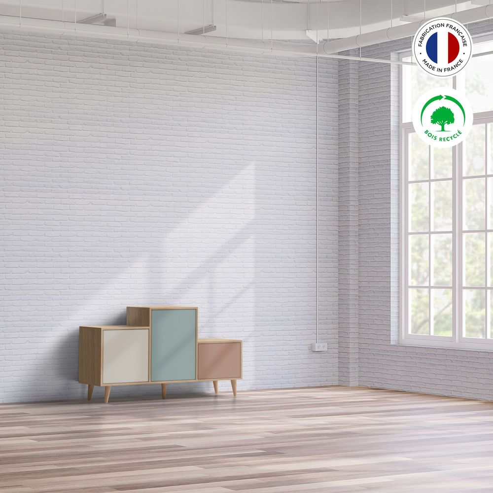 Buffets - Meuble de rangement PODIUM 3 portes Porcelaine - Curaçao - Abricot - YZON
