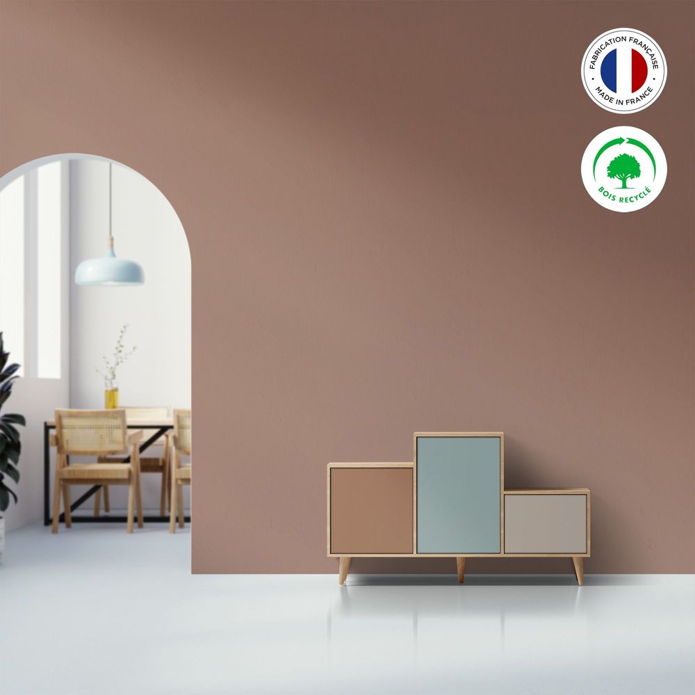Sideboards - Sideboard PODIUM 3 doors Terracotta - Curaçao - Ash - YZON