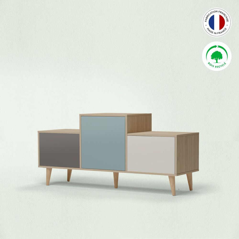 Sideboards - Sideboard EX AEQUO 3 doors Asphalt - Curaçao - Ivory - YZON