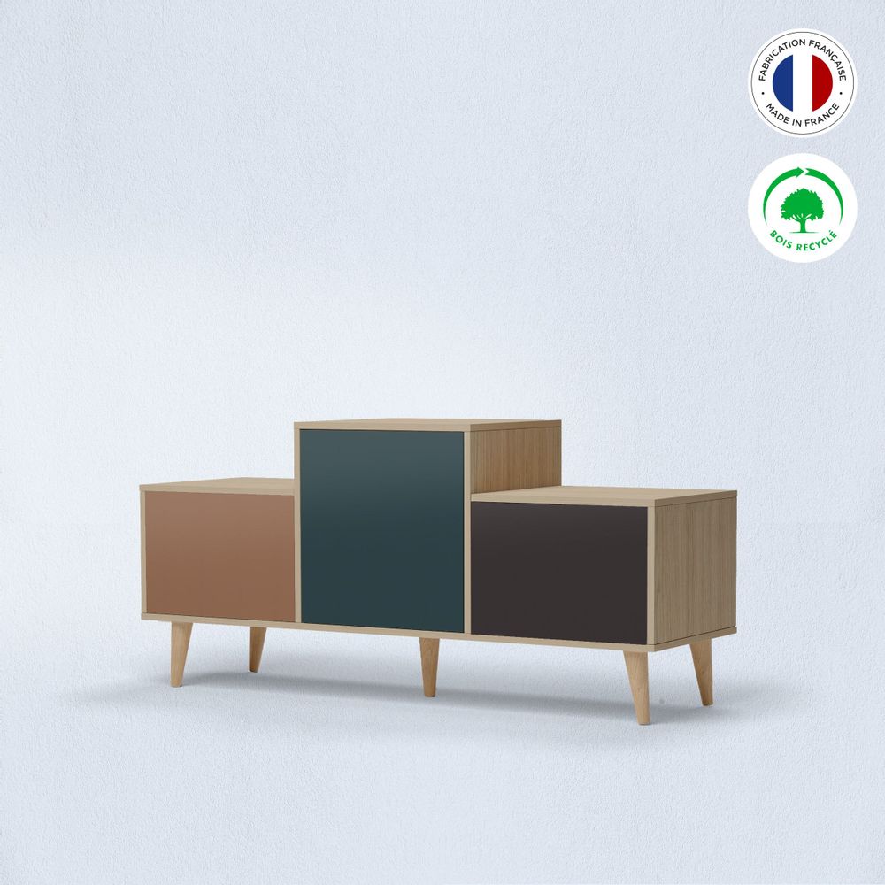 Buffets - Meuble de rangement EX AEQUO 3 portes Terracotta - Tropical - Graphite - YZON