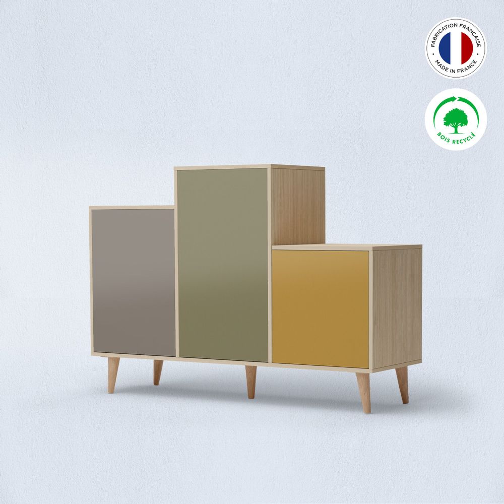 Sideboards - Sideboard GRAND PODIUM 3 doors Coal - Olive - Curry - YZON