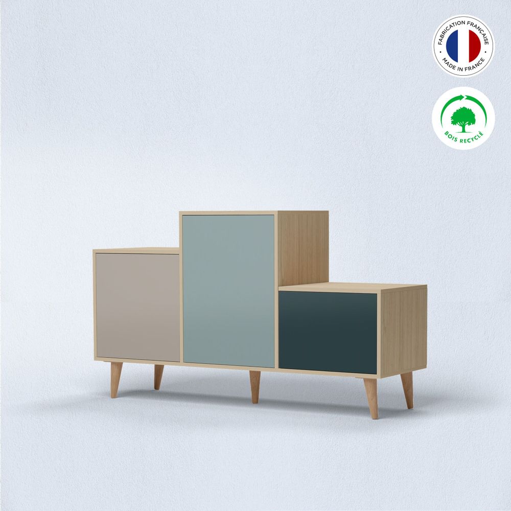Buffets - Meuble de rangement PODIUM 3 portes Cachemire - Curaçao - Tropical - YZON