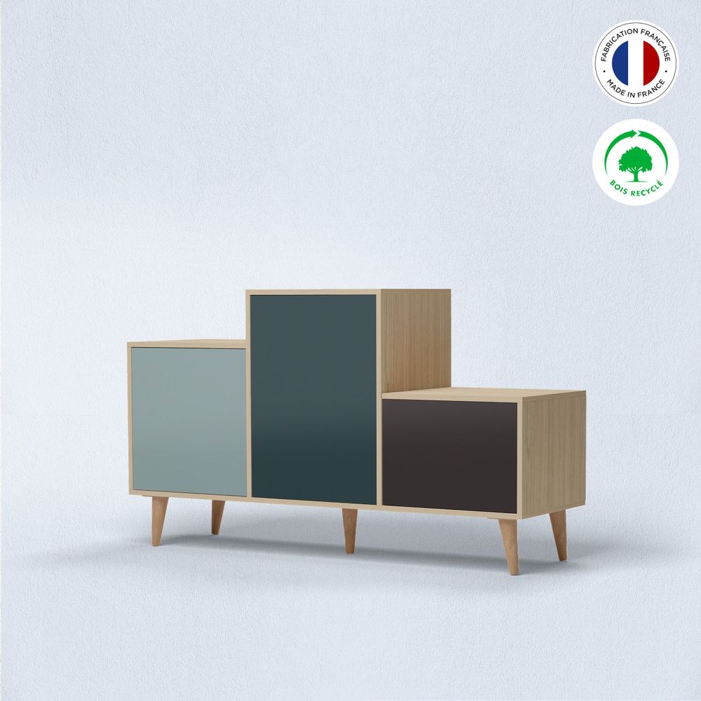 Buffets - Meuble de rangement PODIUM 3 portes Curaçao - Tropical - Graphite - YZON