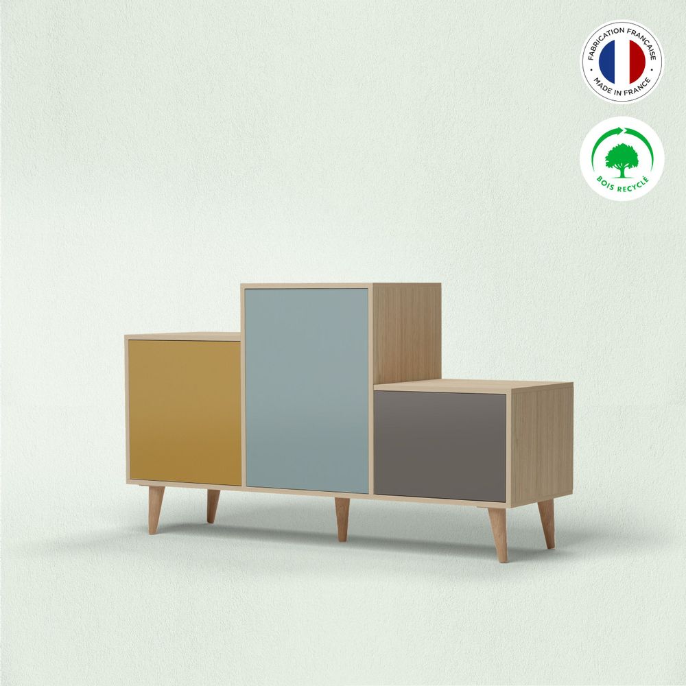 Buffets - Meuble de rangement PODIUM 3 portes Curry - Curaçao - Cubanite - YZON