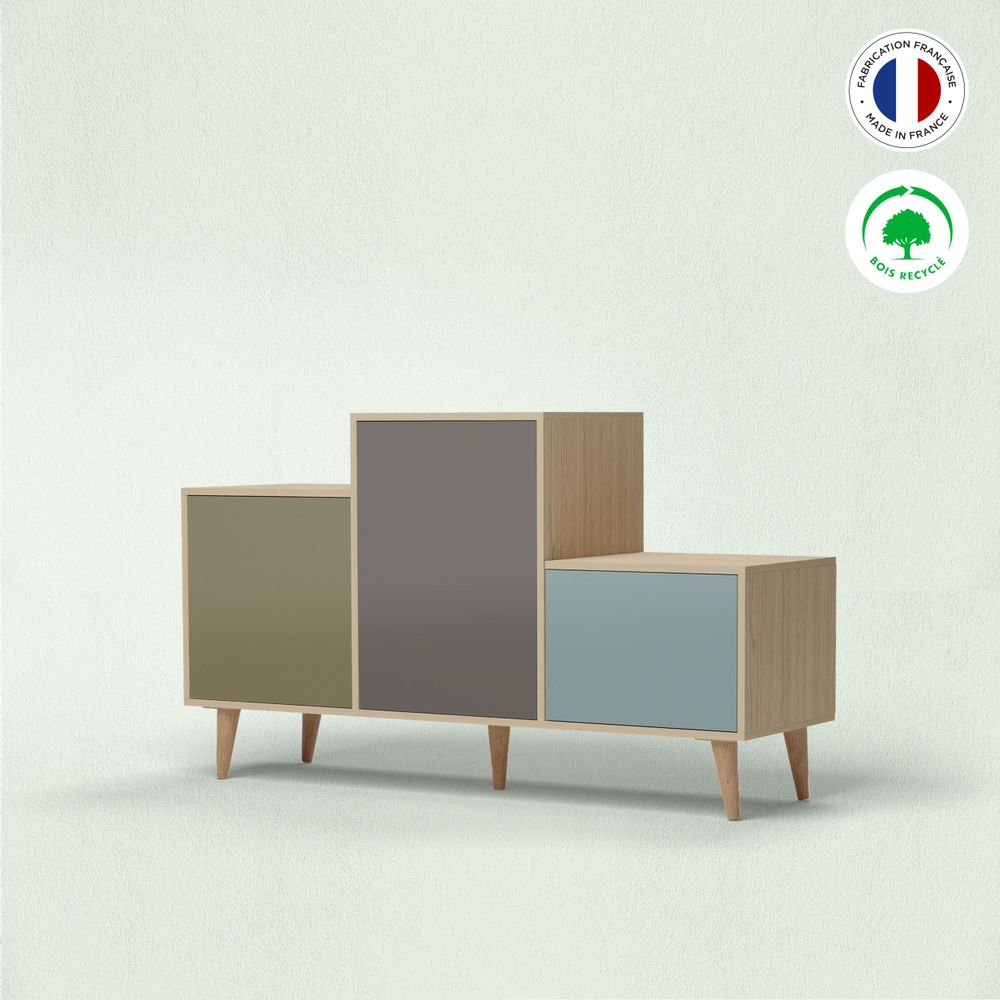 Buffets - Meuble de rangement PODIUM 3 portes Olive - Cubanite - Curaçao - YZON