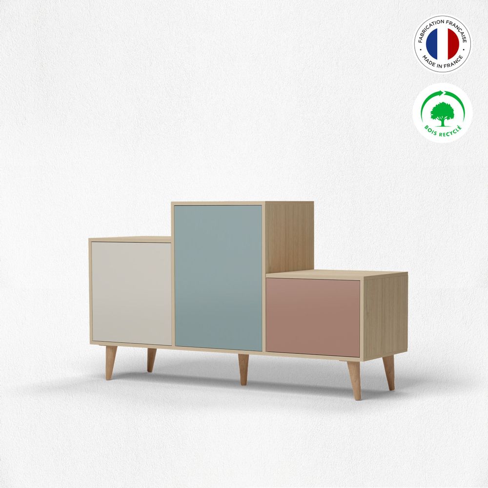 Buffets - Meuble de rangement PODIUM 3 portes Porcelaine - Curaçao - Abricot - YZON