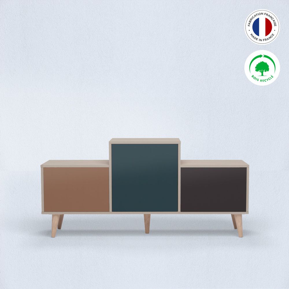 Buffets - Meuble de rangement EX AEQUO 3 portes Terracotta - Tropical - Graphite - YZON