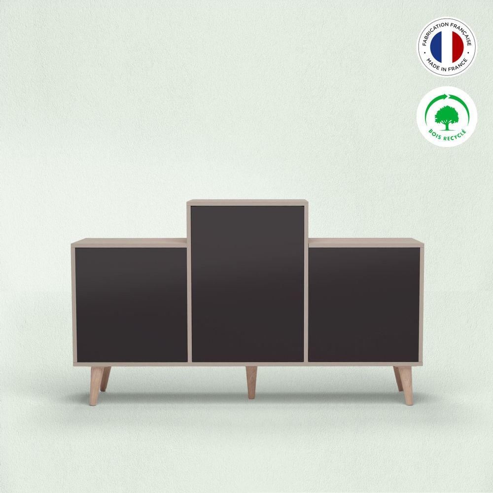Sideboards - Sideboard GRAND EX AEQUO 3 doors Graphite - YZON