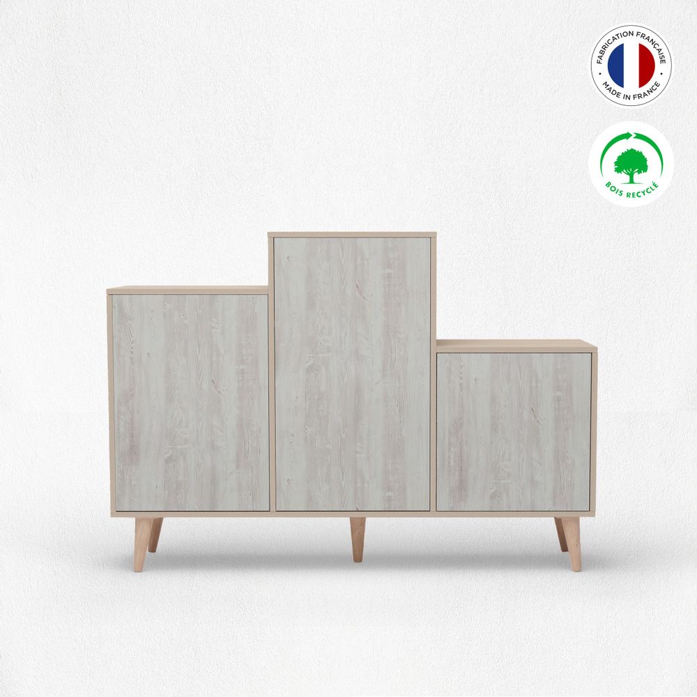 Sideboards - Sideboard GRAND PODIUM 3 doors White Pine - YZON