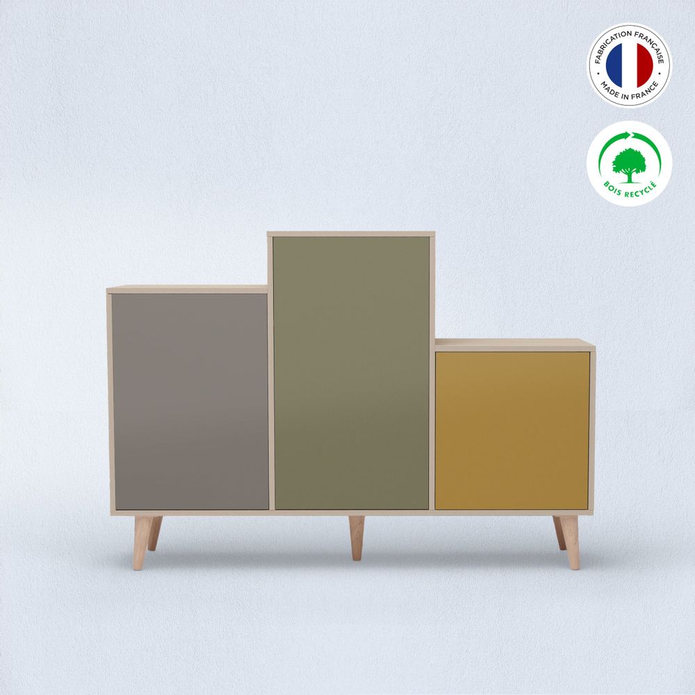 Sideboards - Sideboard GRAND PODIUM 3 doors Coal - Olive - Curry - YZON