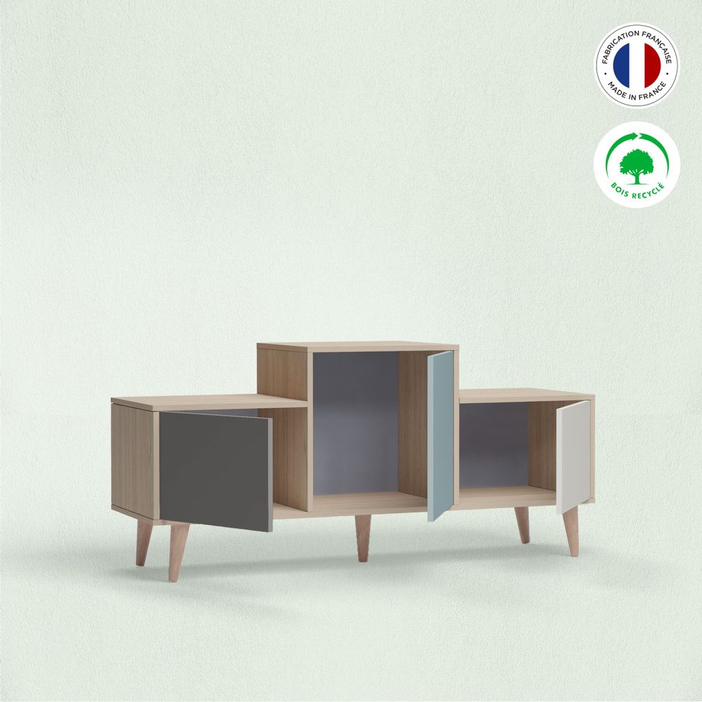 Sideboards - Sideboard EX AEQUO 3 doors Asphalt - Curaçao - Ivory - YZON