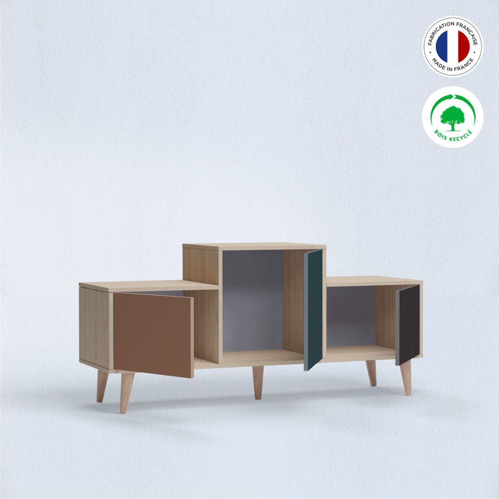 Buffets - Meuble de rangement EX AEQUO 3 portes Terracotta - Tropical - Graphite - YZON