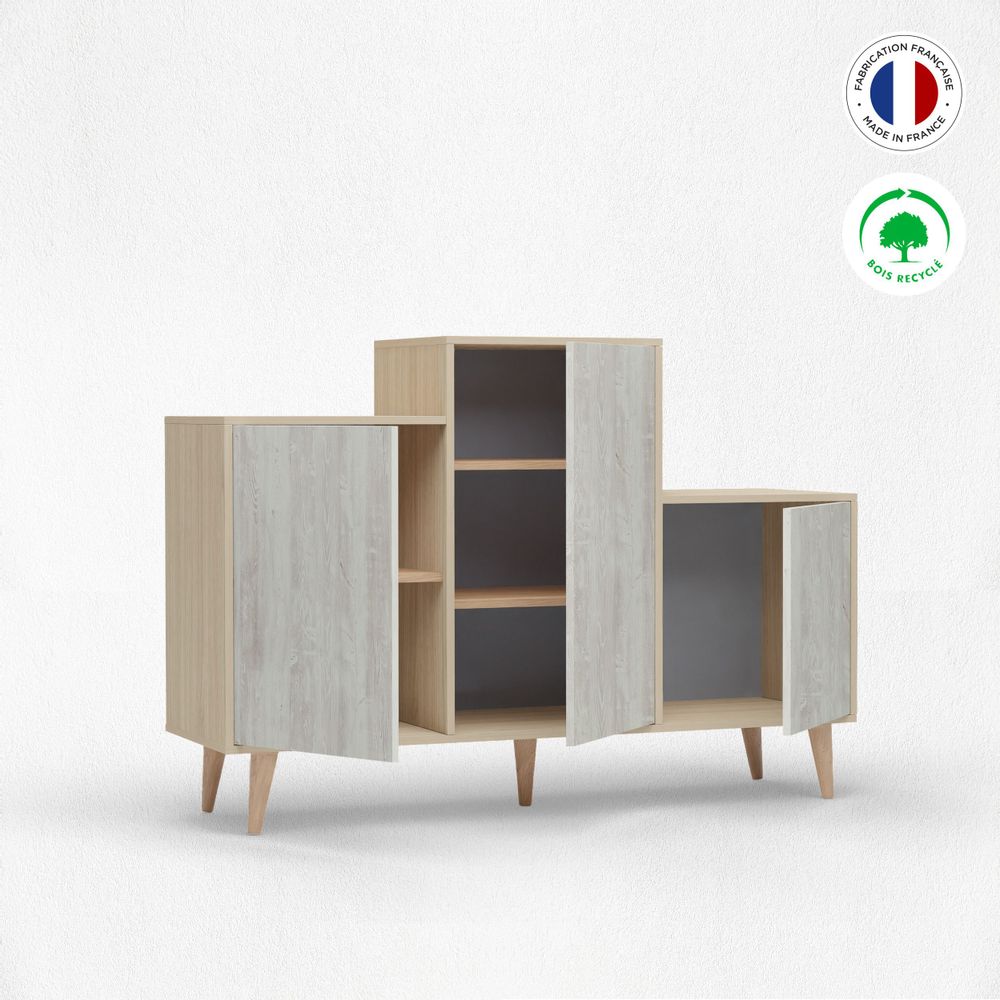 Sideboards - Sideboard GRAND PODIUM 3 doors White Pine - YZON
