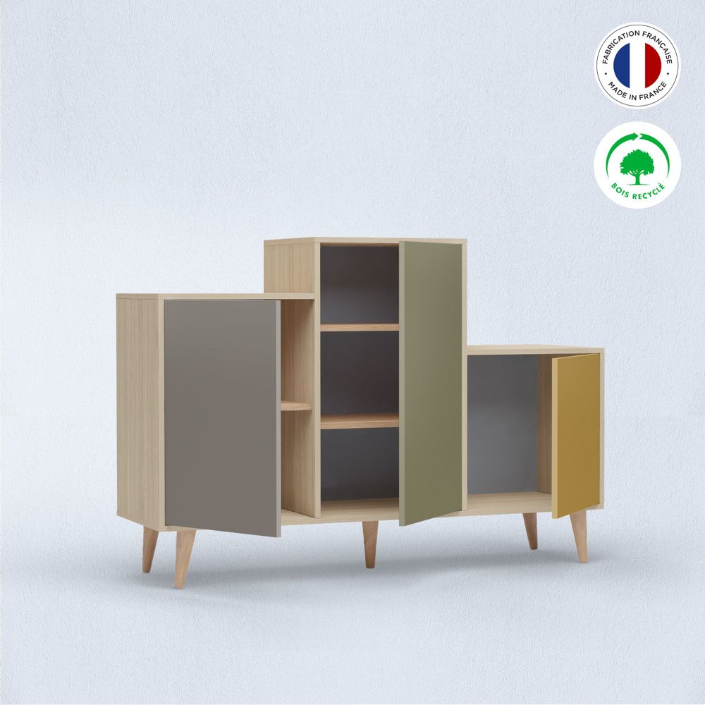 Sideboards - Sideboard GRAND PODIUM 3 doors Coal - Olive - Curry - YZON