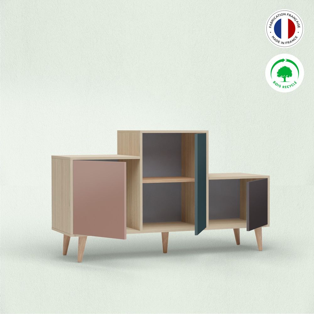 Sideboards - Sideboard PODIUM 3 doors Apricot - Tropical - Graphite - YZON