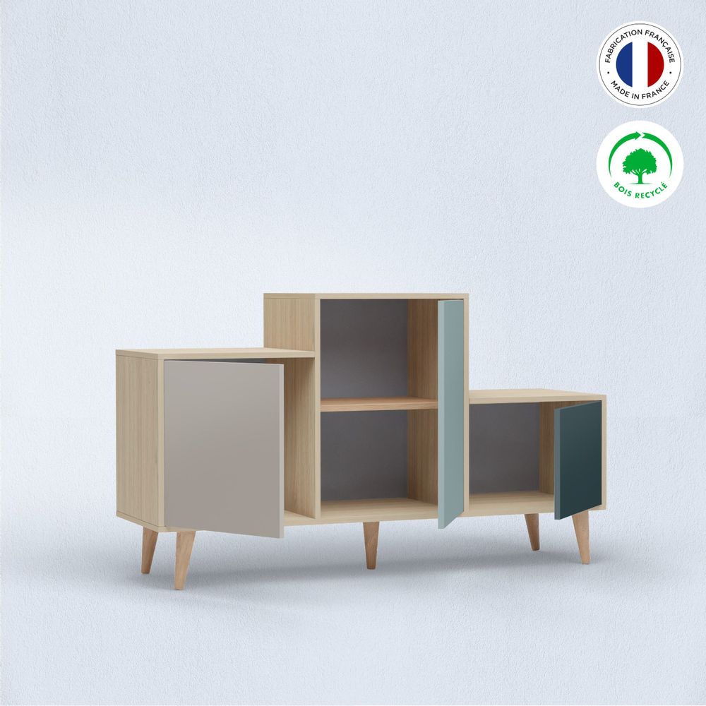 Buffets - Meuble de rangement PODIUM 3 portes Cachemire - Curaçao - Tropical - YZON