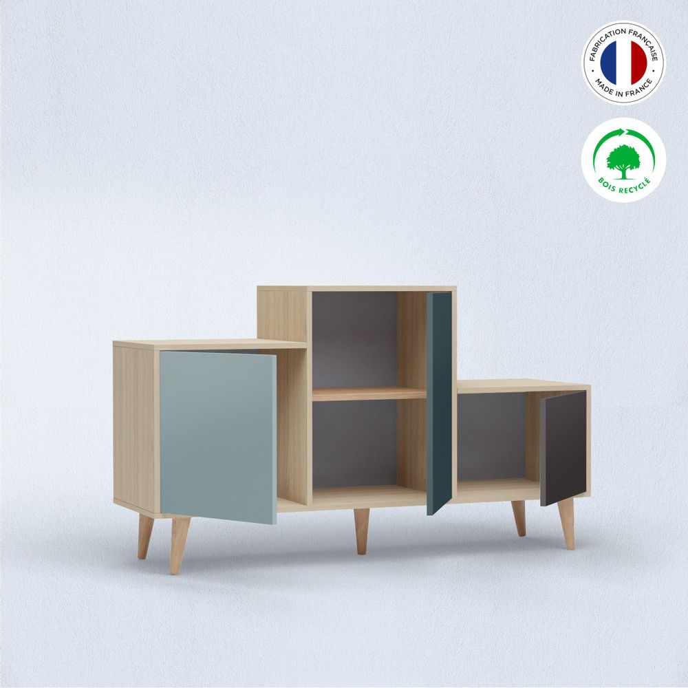 Buffets - Meuble de rangement PODIUM 3 portes Curaçao - Tropical - Graphite - YZON