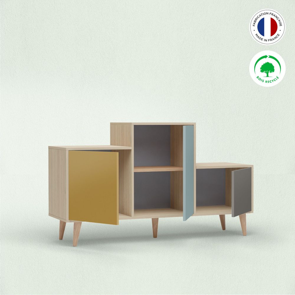 Buffets - Meuble de rangement PODIUM 3 portes Curry - Curaçao - Cubanite - YZON