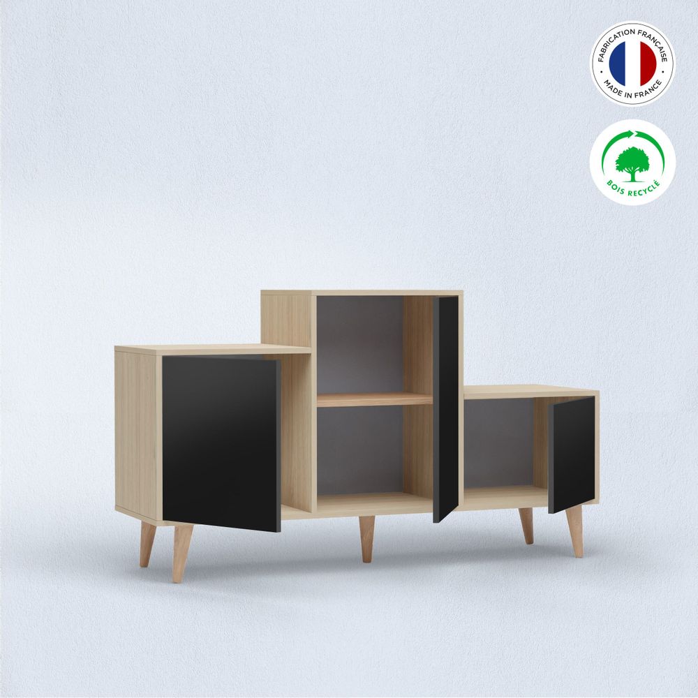 Buffets - Meuble de rangement PODIUM 3 portes Noir - YZON