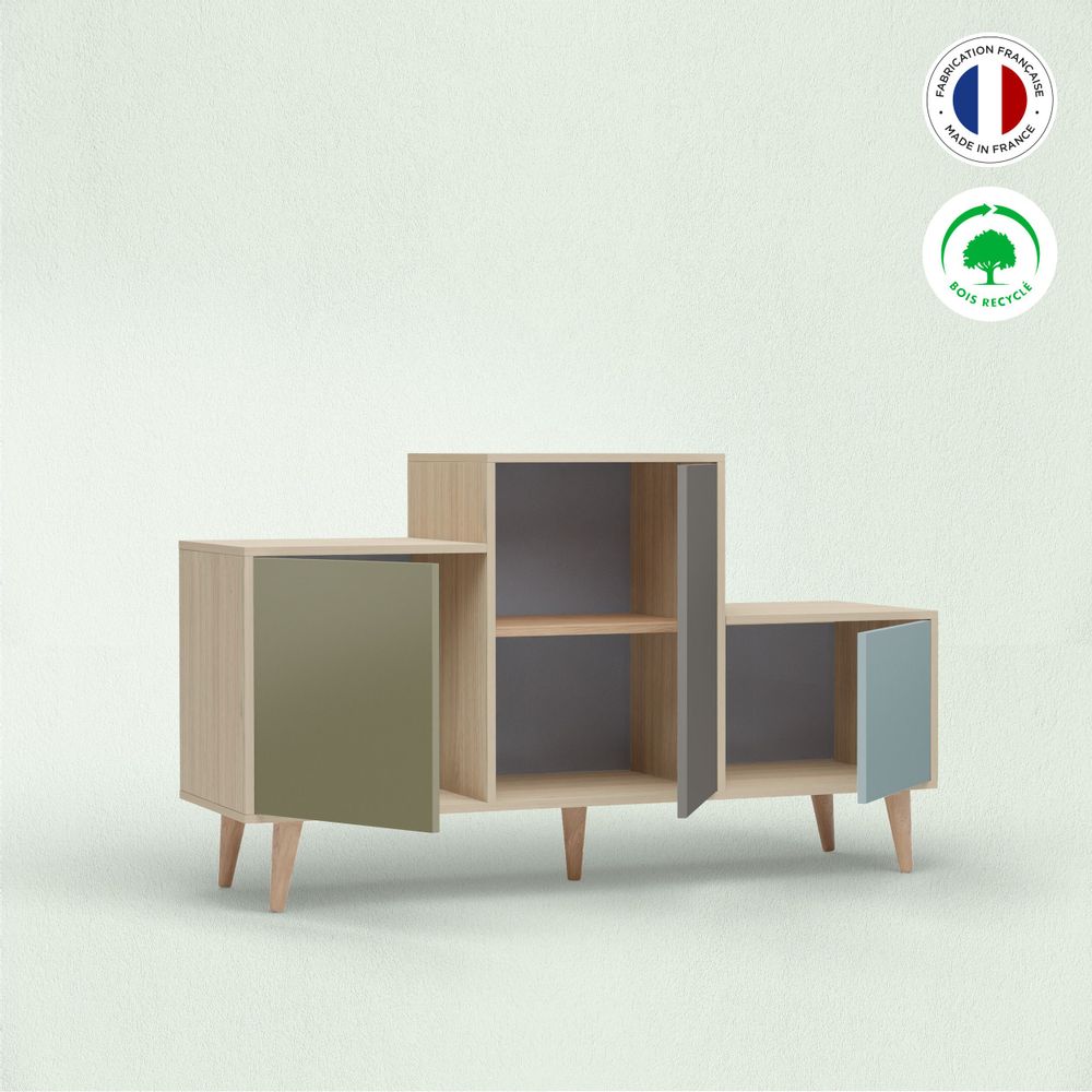 Buffets - Meuble de rangement PODIUM 3 portes Olive - Cubanite - Curaçao - YZON