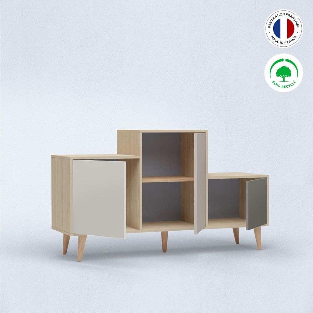 Buffets - Meuble de rangement PODIUM 3 portes Porcelaine - Cachemire - Cubanite - YZON