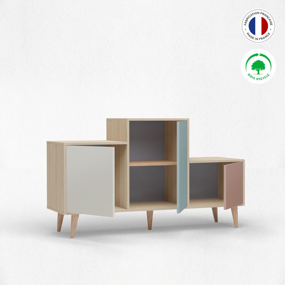 Buffets - Meuble de rangement PODIUM 3 portes Porcelaine - Curaçao - Abricot - YZON