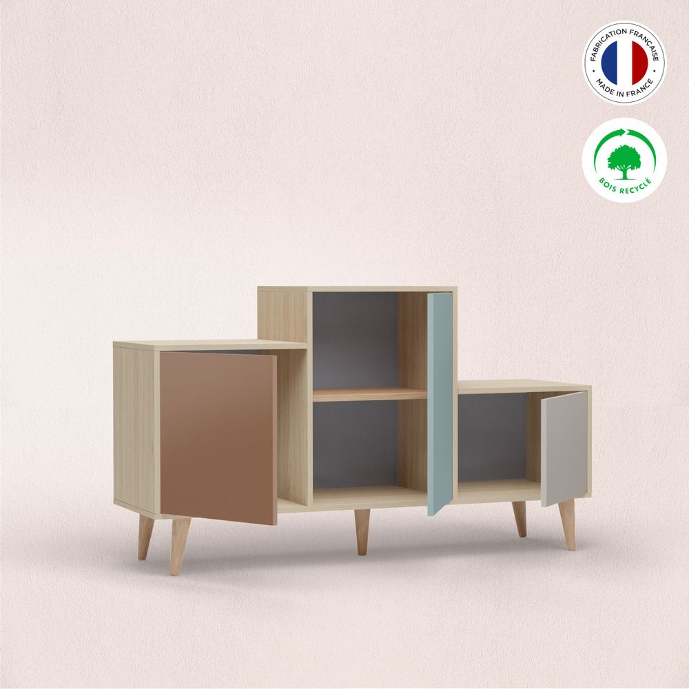 Sideboards - Sideboard PODIUM 3 doors Terracotta - Curaçao - Ash - YZON