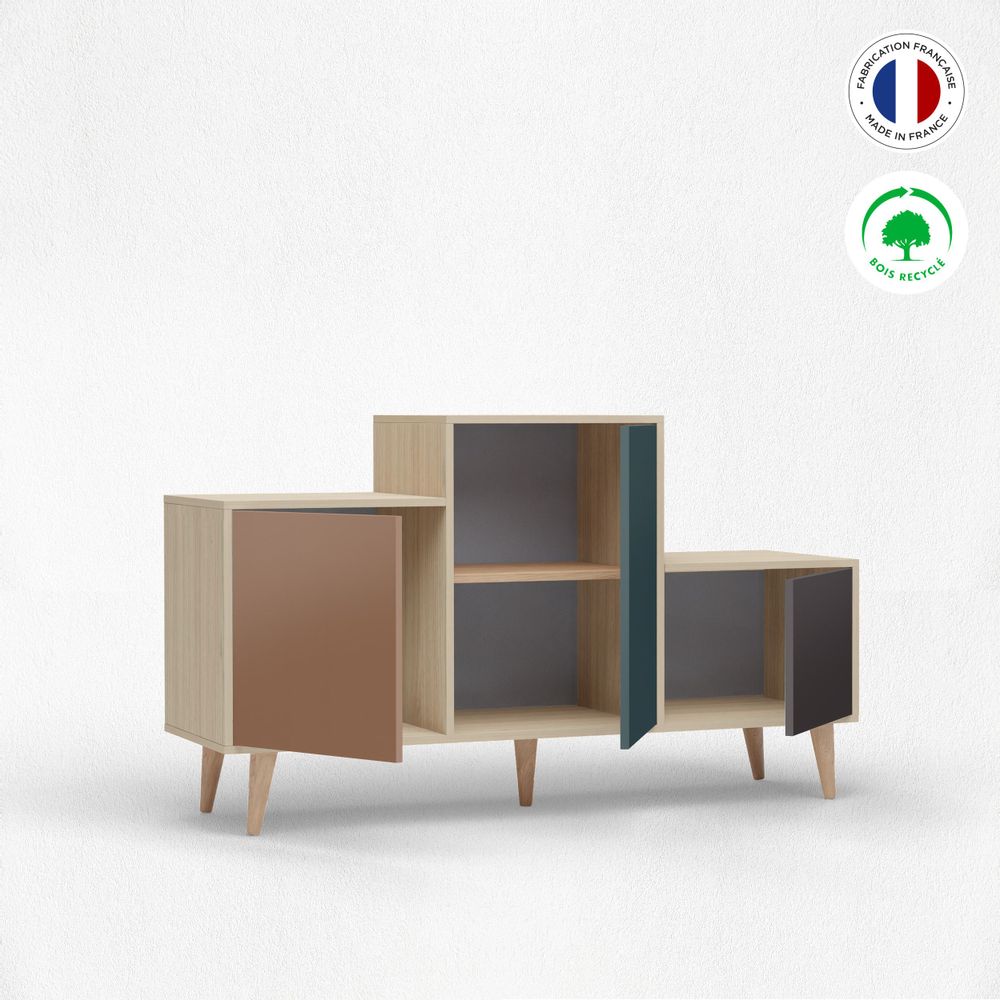 Sideboards - Sideboard PODIUM 3 doors Terracotta - Tropical - Graphite - YZON